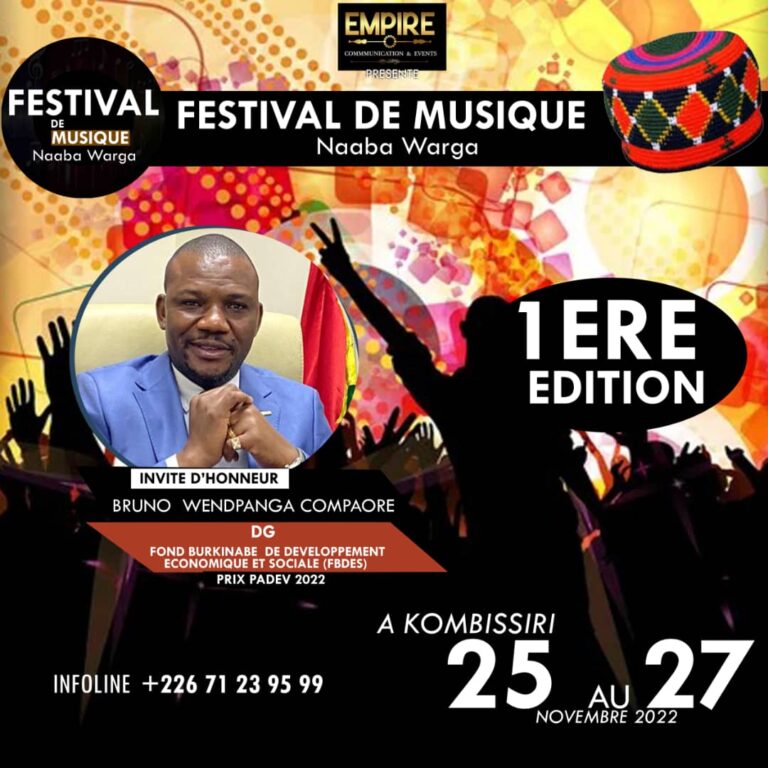 Kombissiri, 1er Festival de Musique «Naaba Warga» : DG Compaoré, le Prix Paix PADEV 2022 est l’invité d’honneur.
